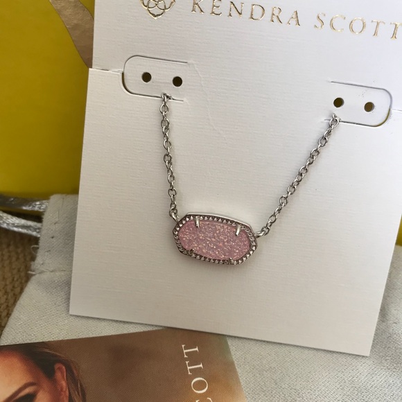Kendra Scott Elisa Light Pink Druzy&Silver Pendant - Picture 4 of 8
